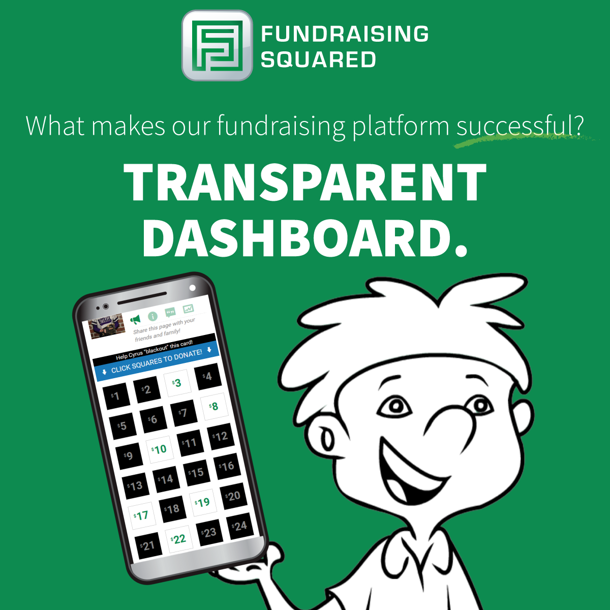 fundraising squared has a transparent dashboard