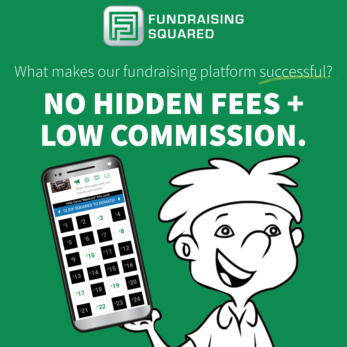 no hidden fees with fundraising squared